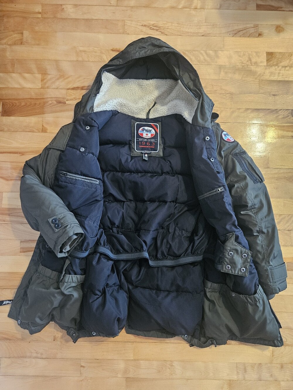 Pajar Military Green Winter Parka Coat Jacket Down-Filled